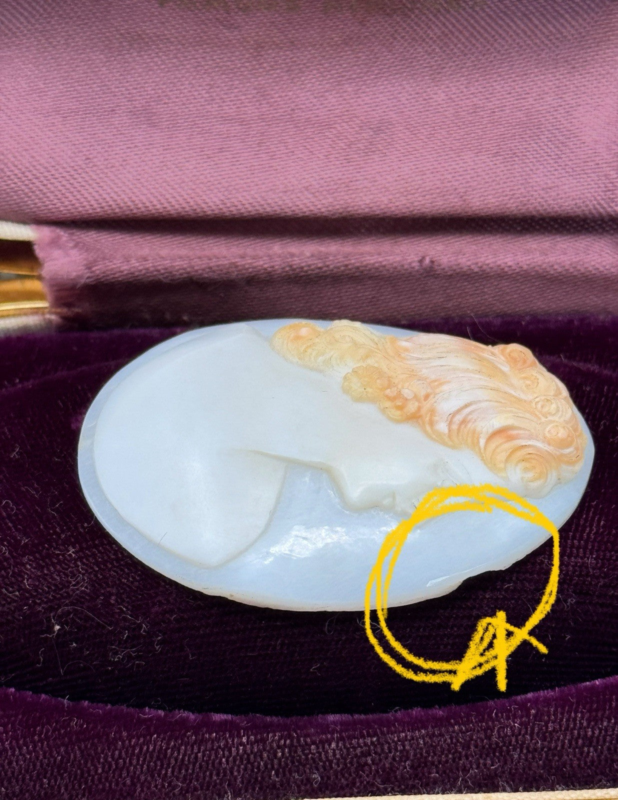 Unmounted Antique Cameo Right Facing Two Tone Hand Carved Circa 2”