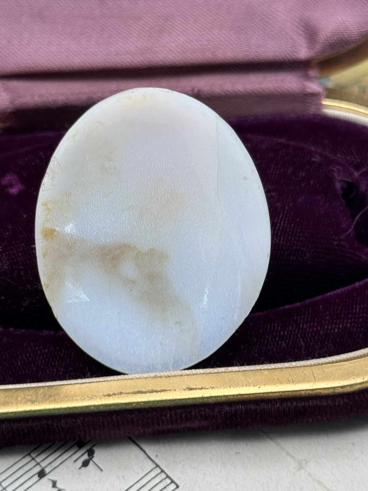 Unmounted Antique Cameo Right Facing Two Tone Hand Carved Circa 2”