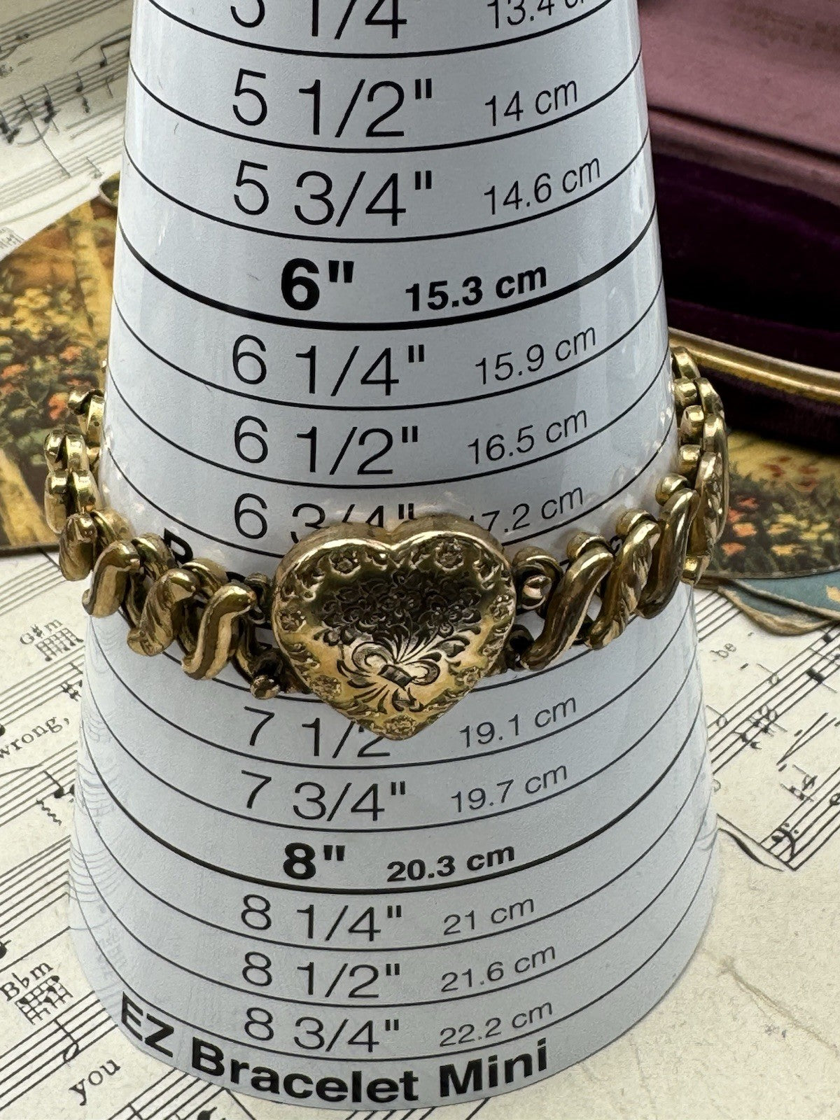 Vintage Sweetheart Bracelet Expands Heart Forget Me Not Gold Filled CARMEN
