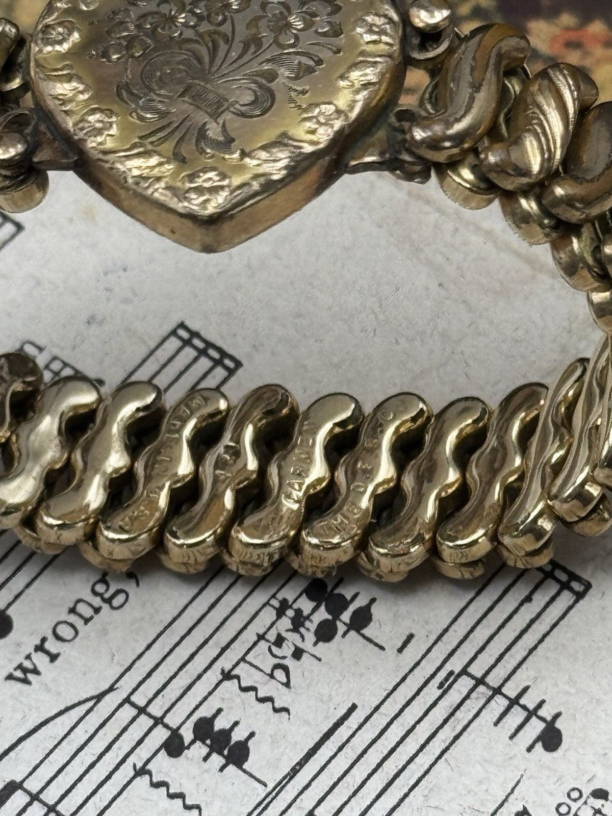 Vintage Sweetheart Bracelet Expands Heart Forget Me Not Gold Filled CARMEN