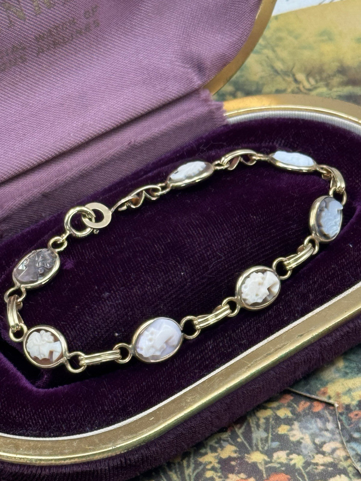Vintage Carved Cameo Gold-Filled Bracelet Circa 7” ESTATE FIND