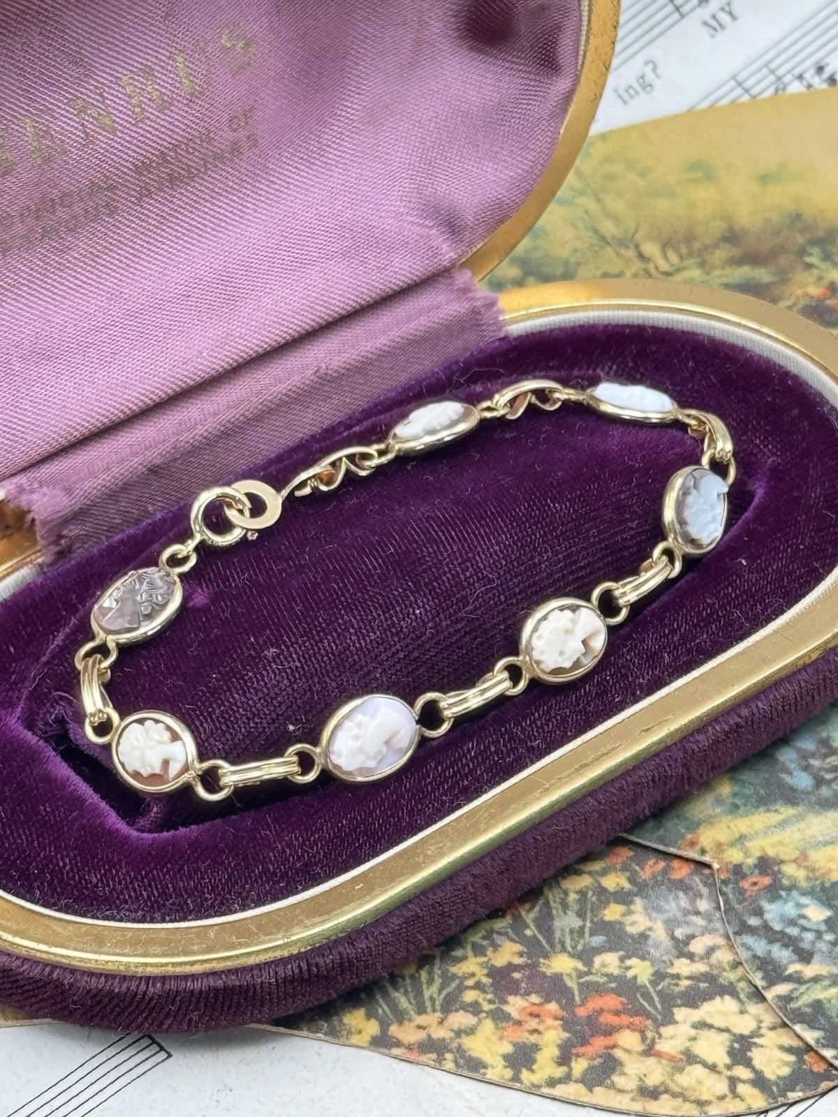 Vintage Carved Cameo Gold-Filled Bracelet Circa 7” ESTATE FIND