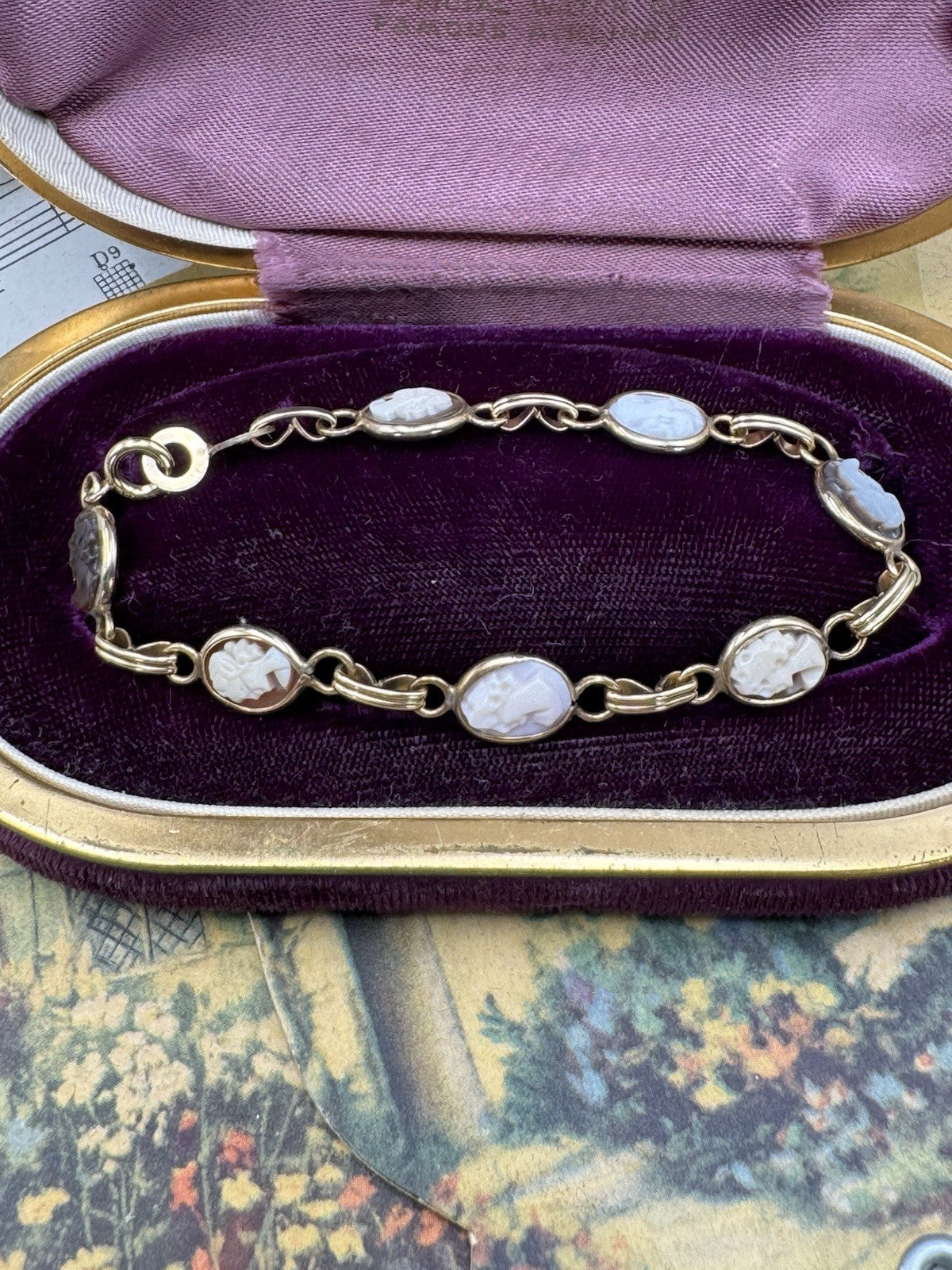 Vintage Carved Cameo Gold-Filled Bracelet Circa 7” ESTATE FIND