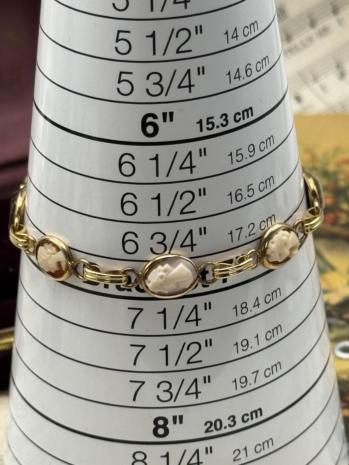 Vintage Carved Cameo Gold-Filled Bracelet Circa 7” ESTATE FIND
