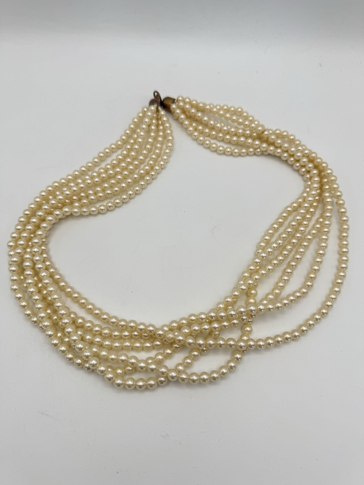 Vintage Multi Strand Faux Peal Necklace Ca. 23”l