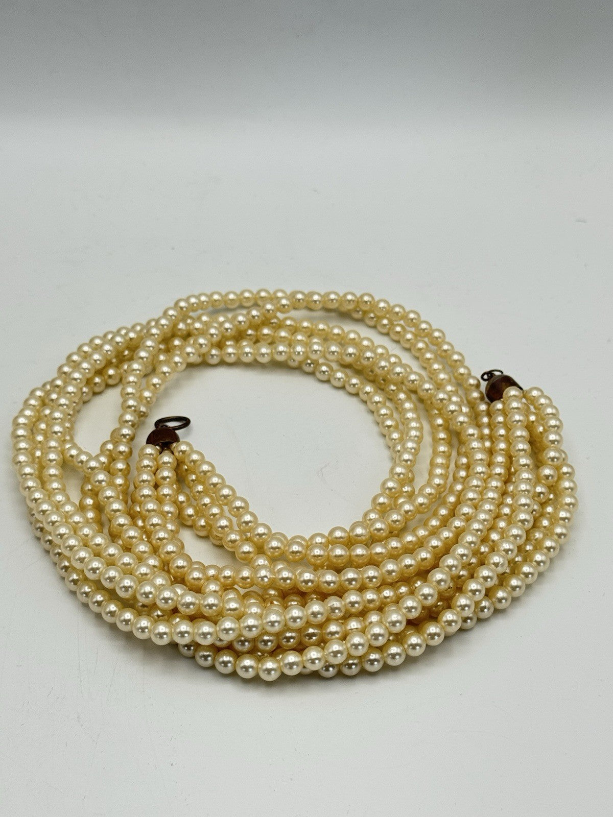 Vintage Multi Strand Faux Peal Necklace Ca. 23”l