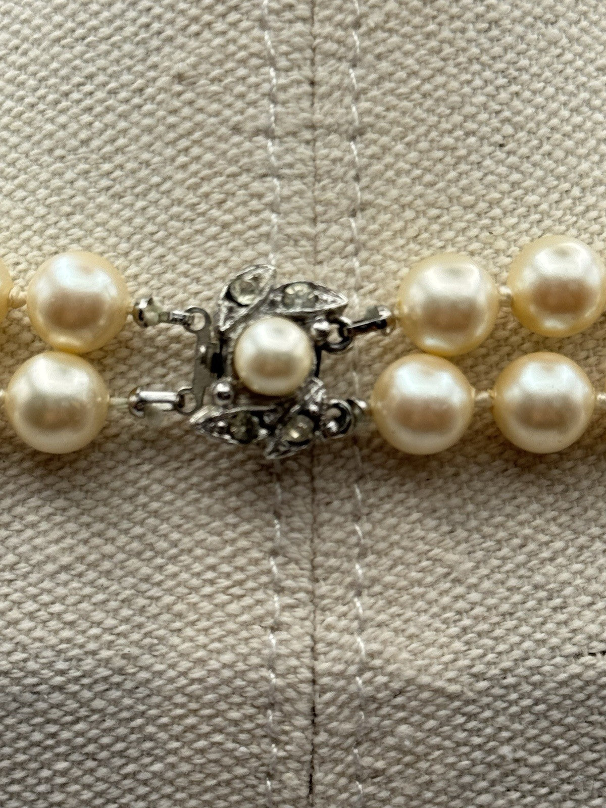 Vintage Double Strand Faux Pearl Necklace 22”
