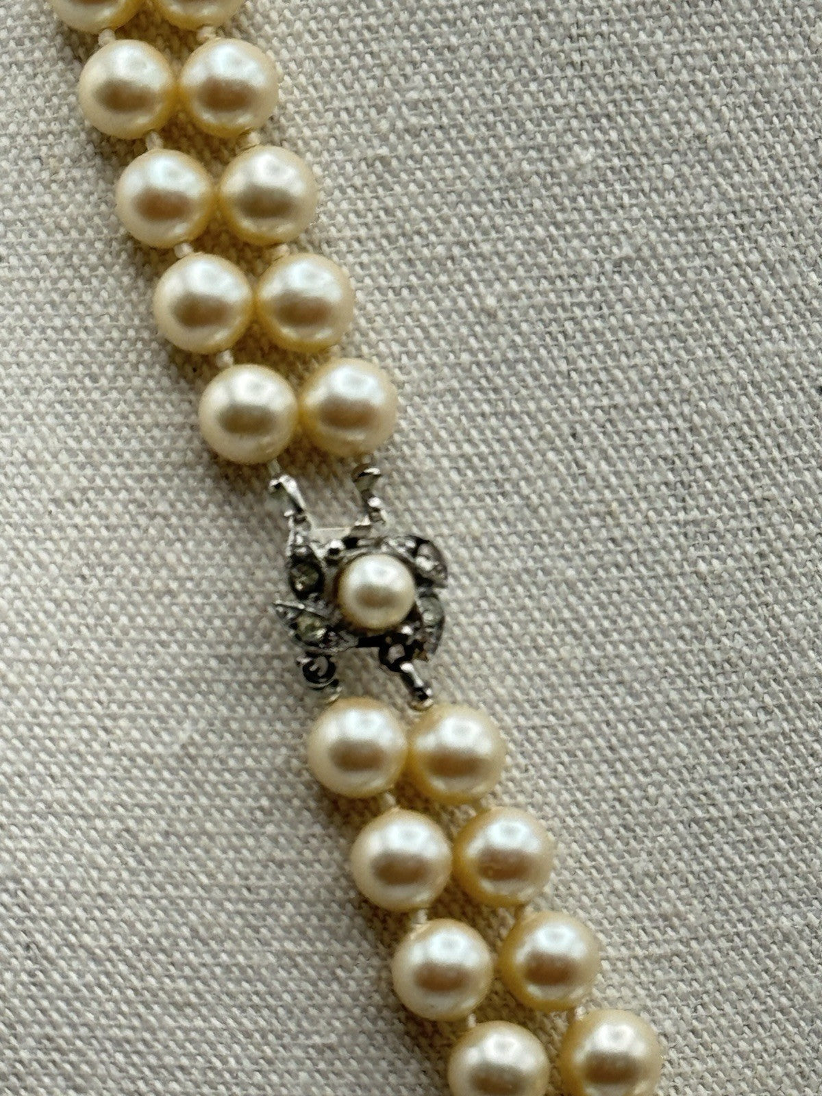 Vintage Double Strand Faux Pearl Necklace 22”