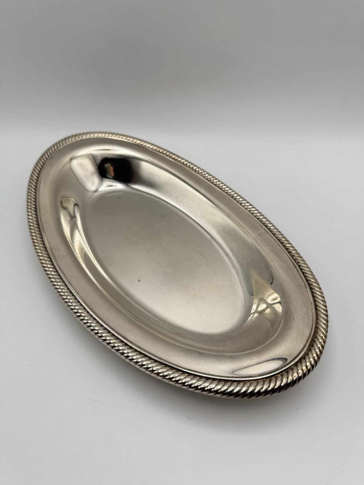 Vintage Silver Plated Oval Serving Tray Platter Basket Circa 12” ESTATE FIND