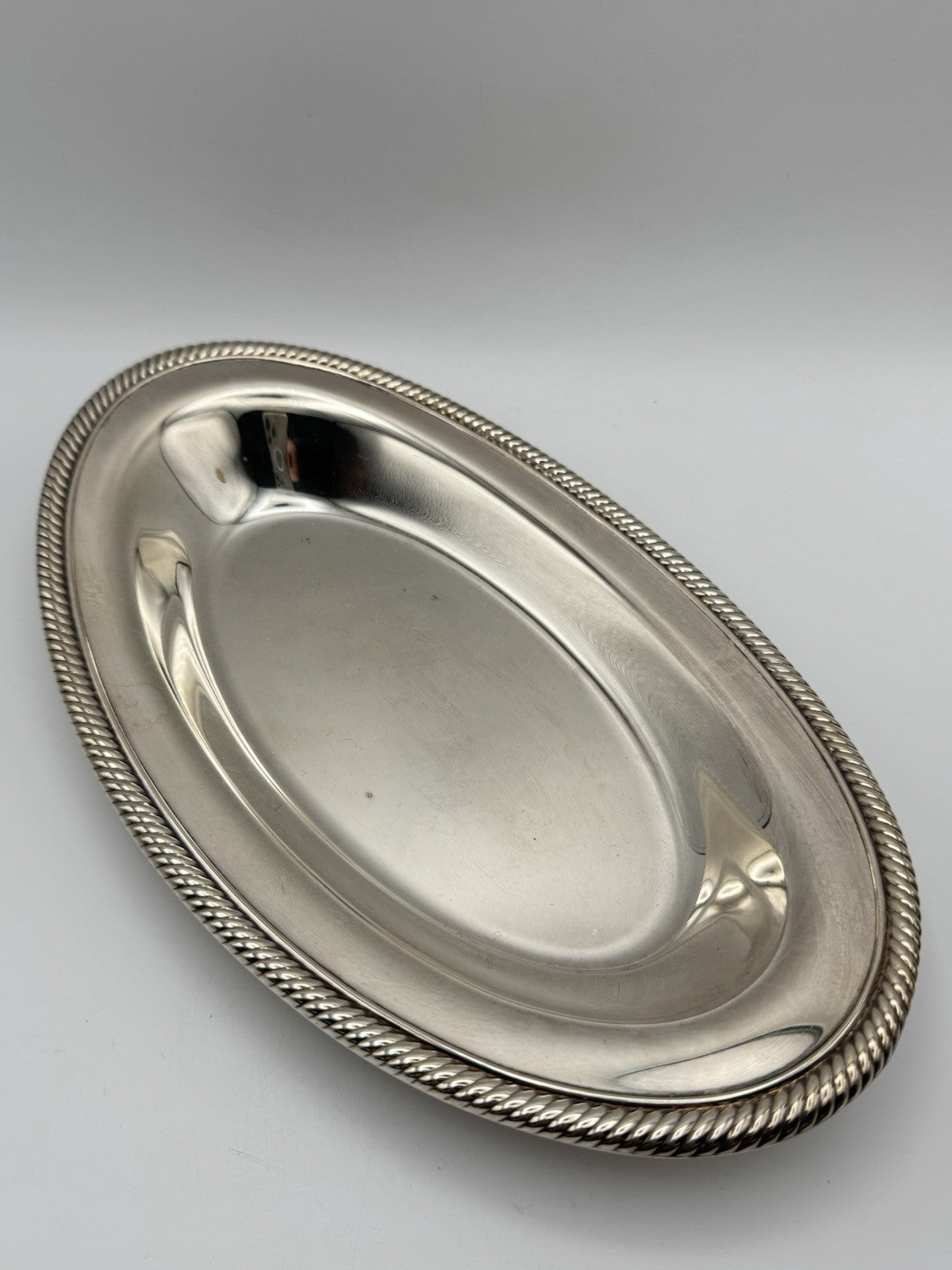Vintage Silver Plated Oval Serving Tray Platter Basket Circa 12” ESTATE FIND