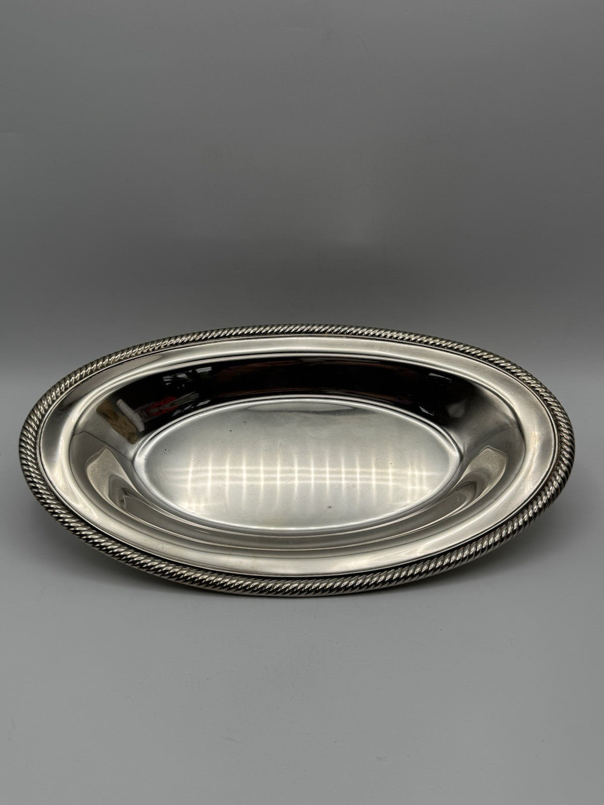 Vintage Silver Plated Oval Serving Tray Platter Basket Circa 12” ESTATE FIND