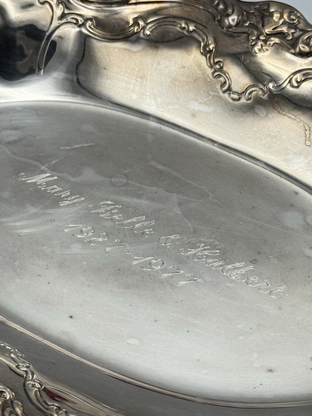 Vintage Silverplate Bread Bowl Engraved ESTATE FIND 50th Wedding Anniversary