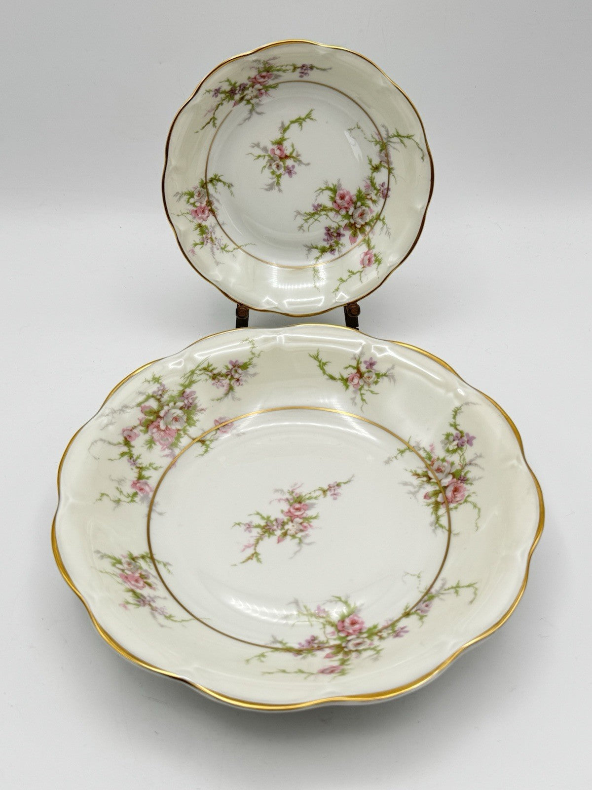 Vintage Theodore Haviland Bowl Set of 2 Rosalinde FRANCE 7.5” & 5”