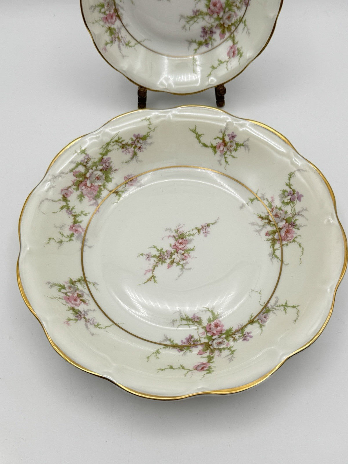 Vintage Theodore Haviland Bowl Set of 2 Rosalinde FRANCE 7.5” & 5”