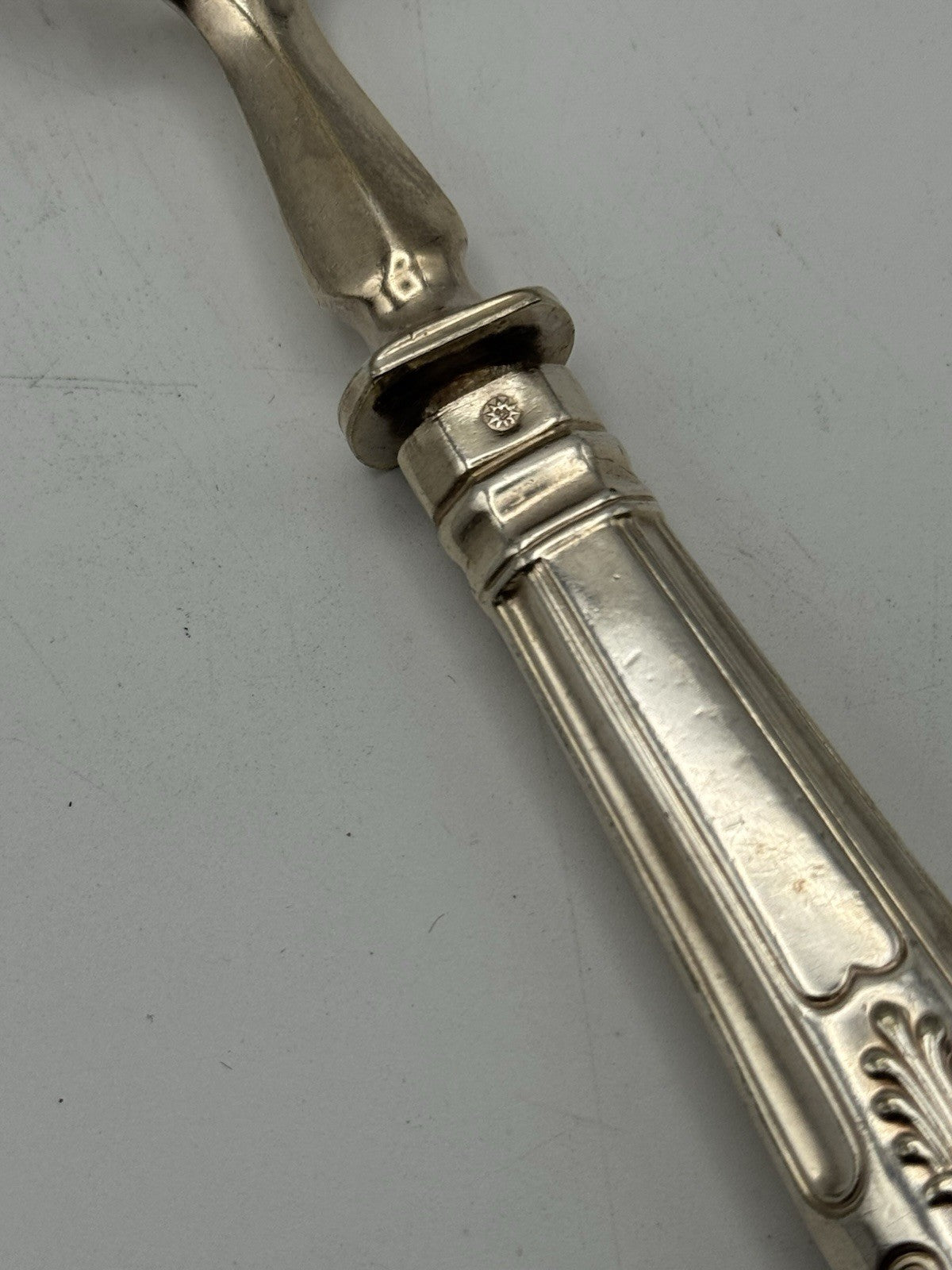 Vintage Silverplate Serving Fork 8.75”l Shell Motif Monogram