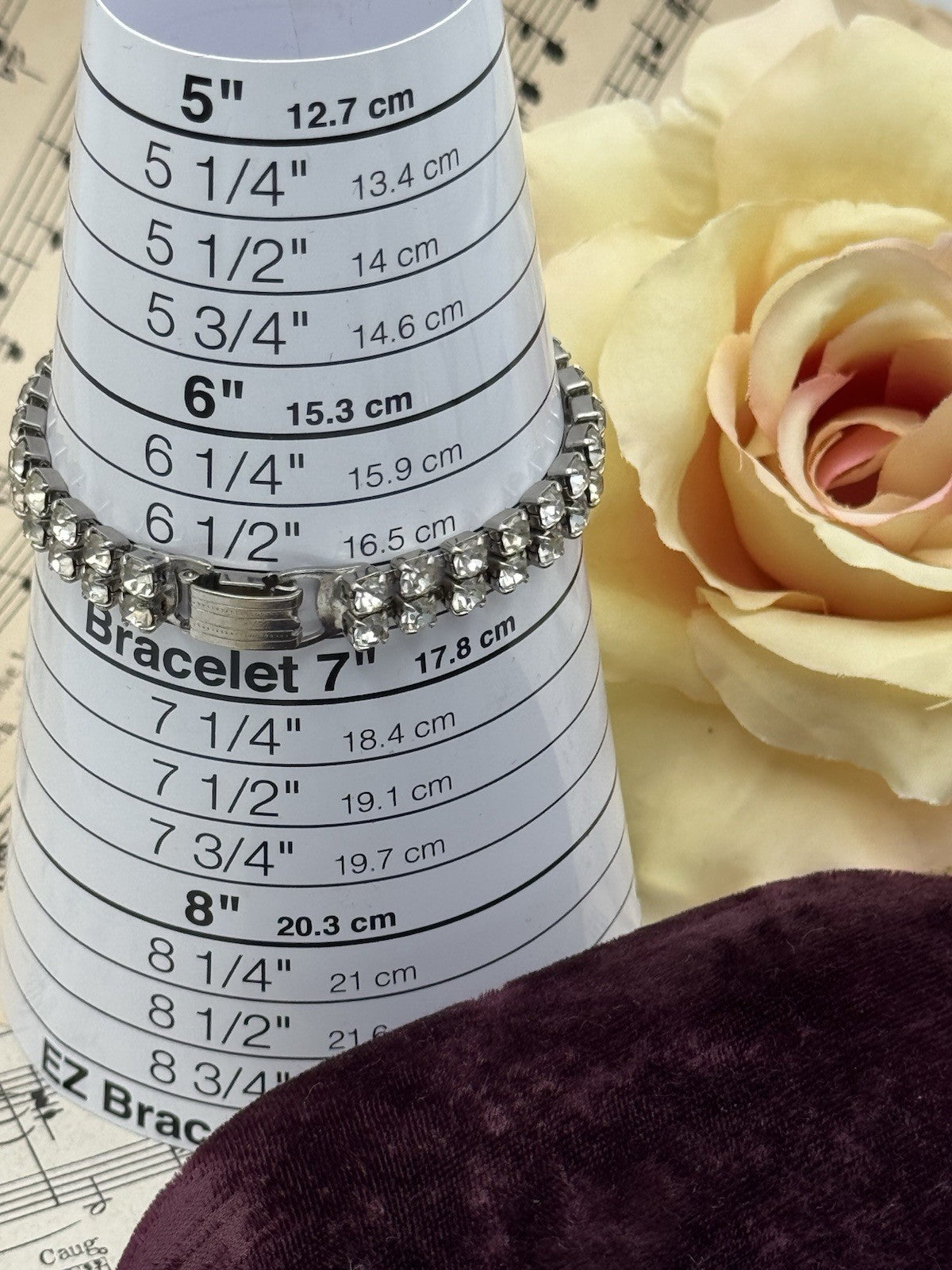 Vintage Rhinestone Bracelet Clear Rhinestone 6.5”l ESTATE FIND