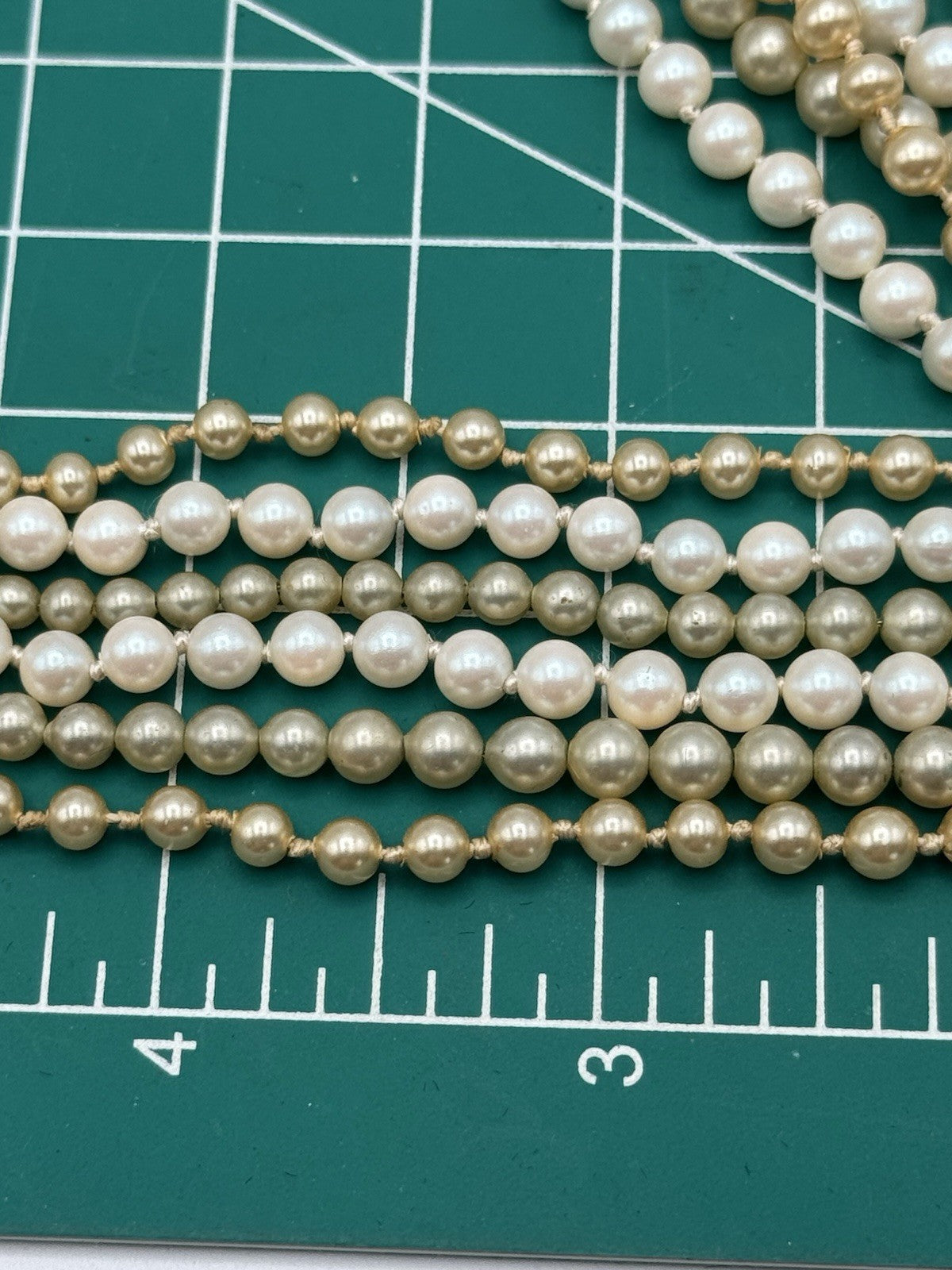 Lot Of 3 Faux Pearl Necklaces VINTAGE Green White Goldtone 15”-18”l ESTATE FIND