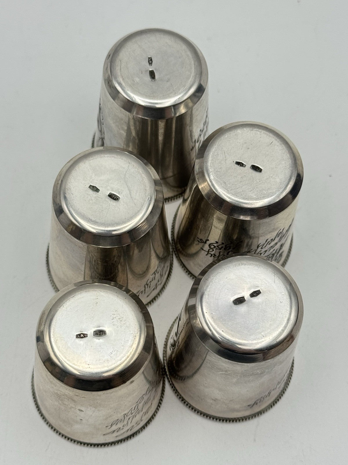 RARE 5 Soviet Armenian 875 Silver Vodka Cups AA9 Star Yerevan Opera 1955 Gilt