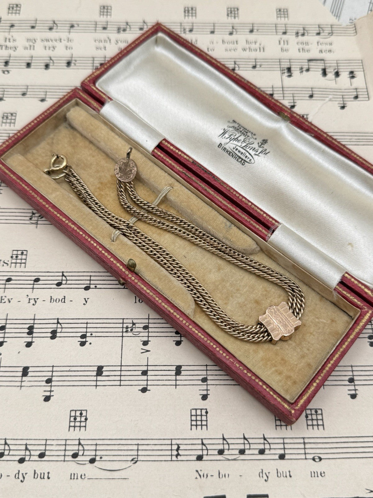 Antique Rose Gold-filled Slider Watch Chain 10”l ESTATE FIND