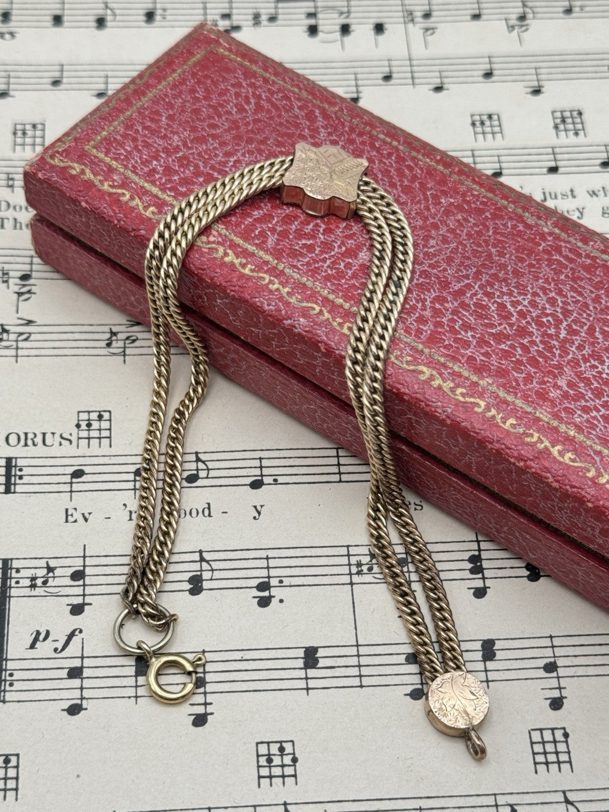 Antique Rose Gold-filled Slider Watch Chain 10”l ESTATE FIND