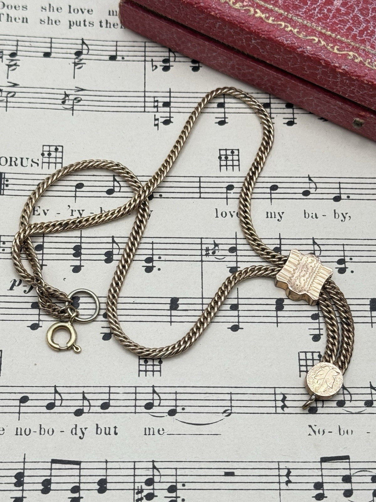 Antique Rose Gold-filled Slider Watch Chain 10”l ESTATE FIND