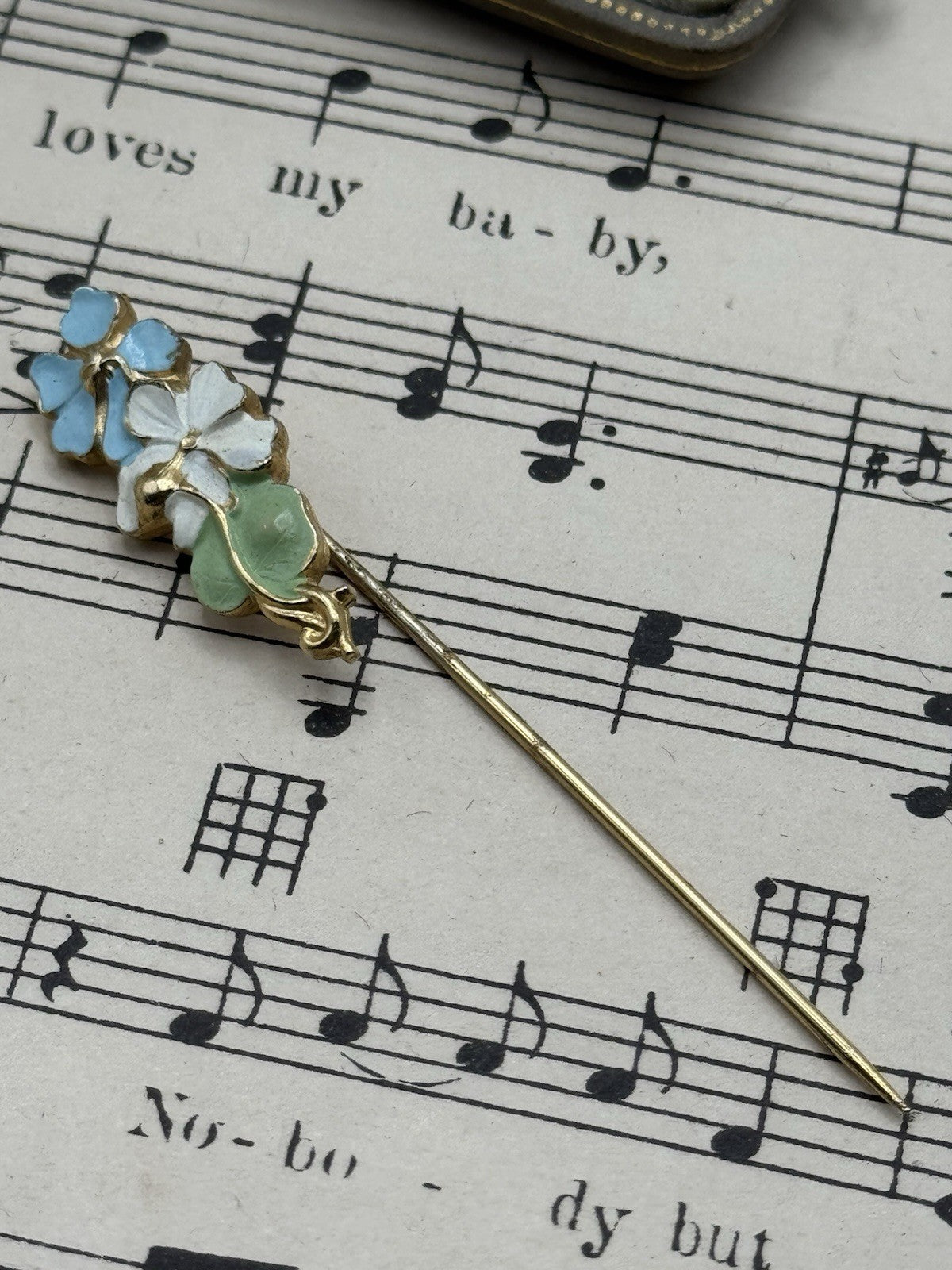 Vintage Goldtone Lapel Pin Enamel Floral Design