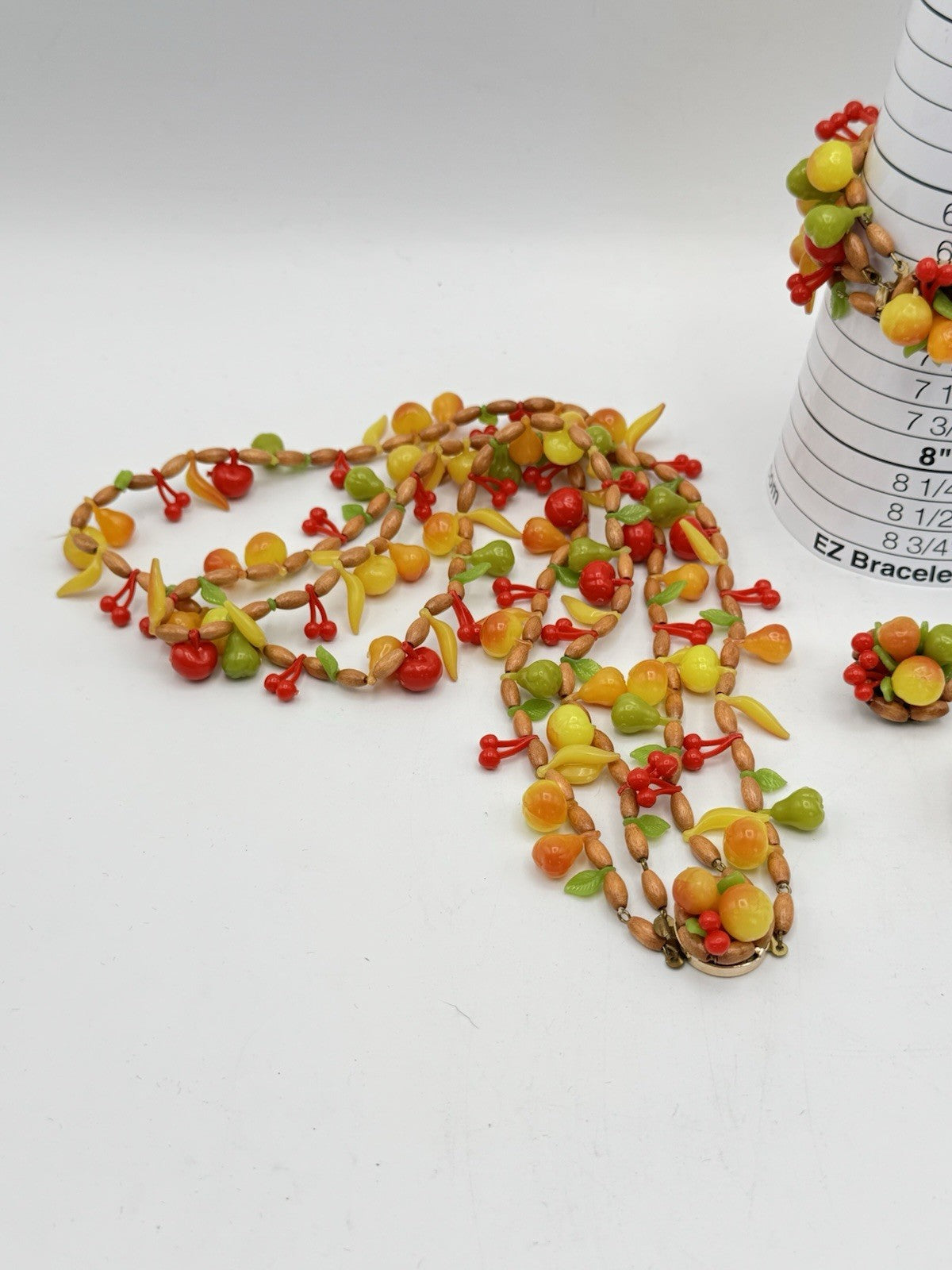 Vintage West Germany Plastic Fruit Jewelry Set Necklace Bracelet Earrings