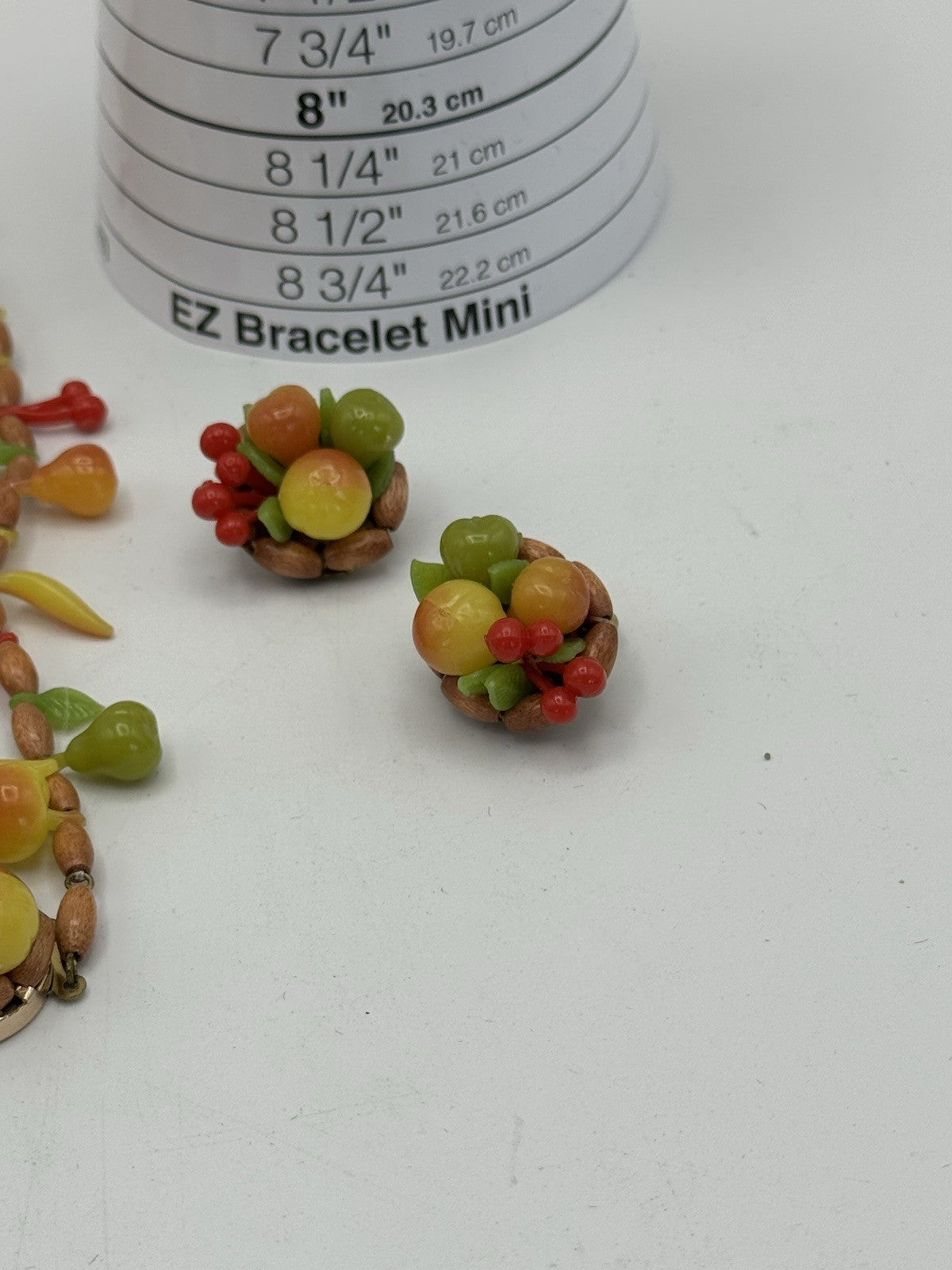 Vintage West Germany Plastic Fruit Jewelry Set Necklace Bracelet Earrings