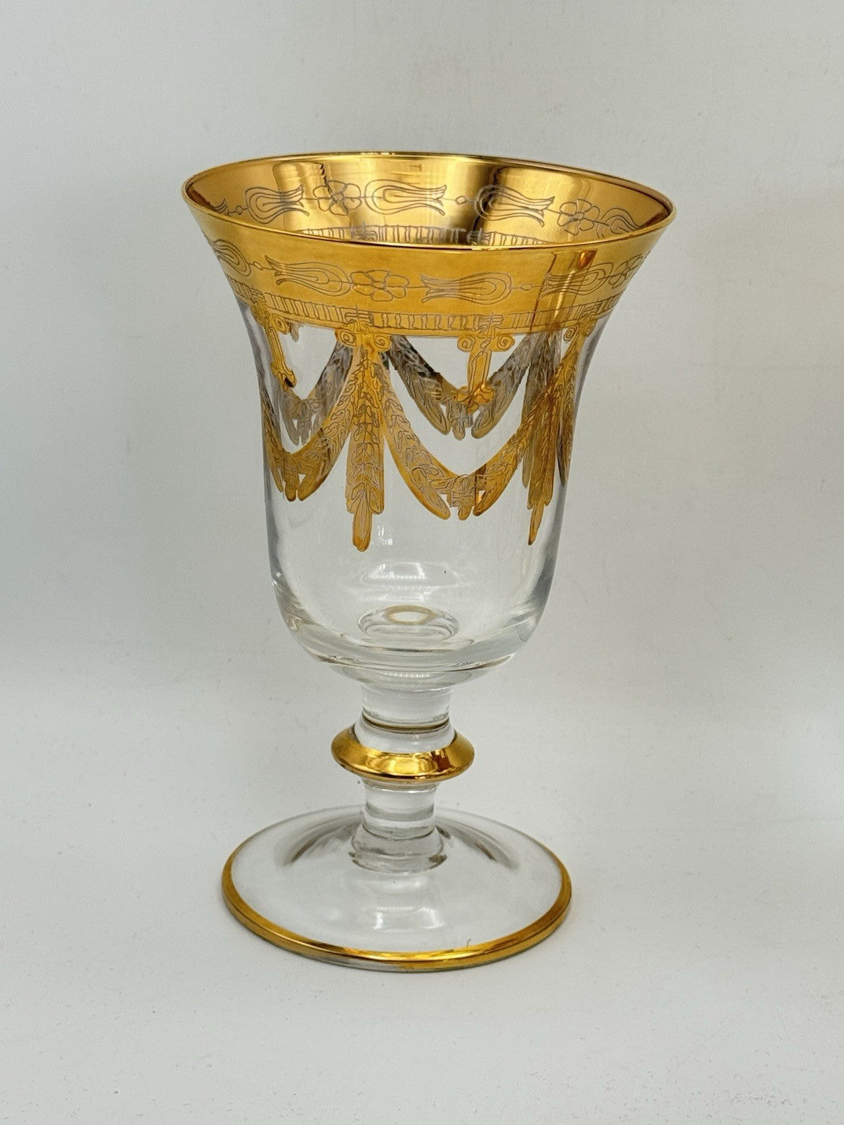 Vintage Set of 6 Medici Goblets Arte Italica 24k Gold Trim 6.38”h Estate Find