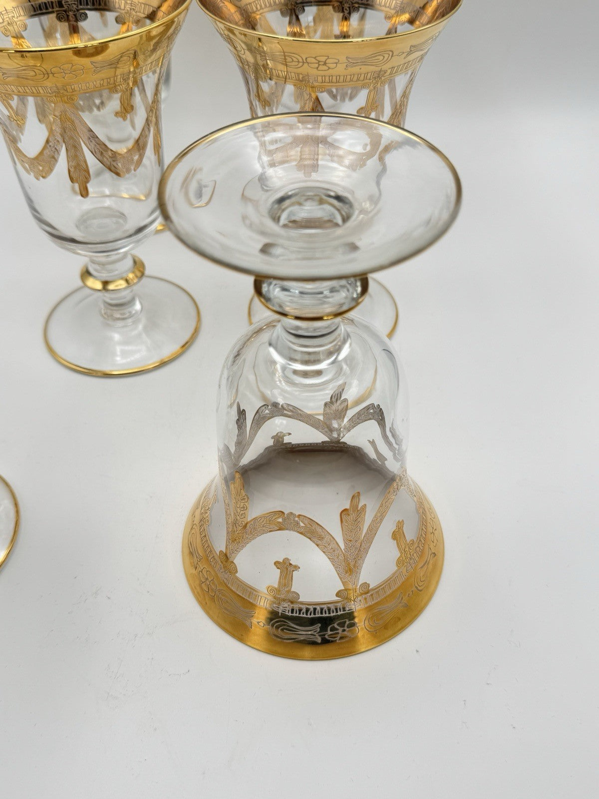 Vintage Set of 6 Medici Goblets Arte Italica 24k Gold Trim 6.38”h Estate Find