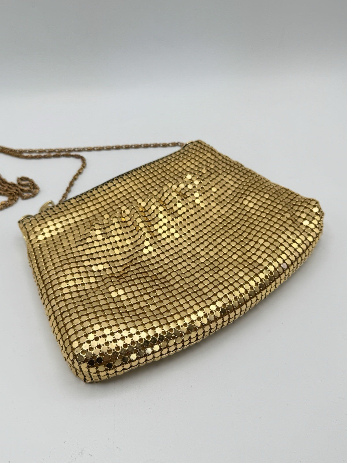 Vtg 80's Gold METAL MESH Evening Bag Chain Strap COCKTAIL Metallic Purse