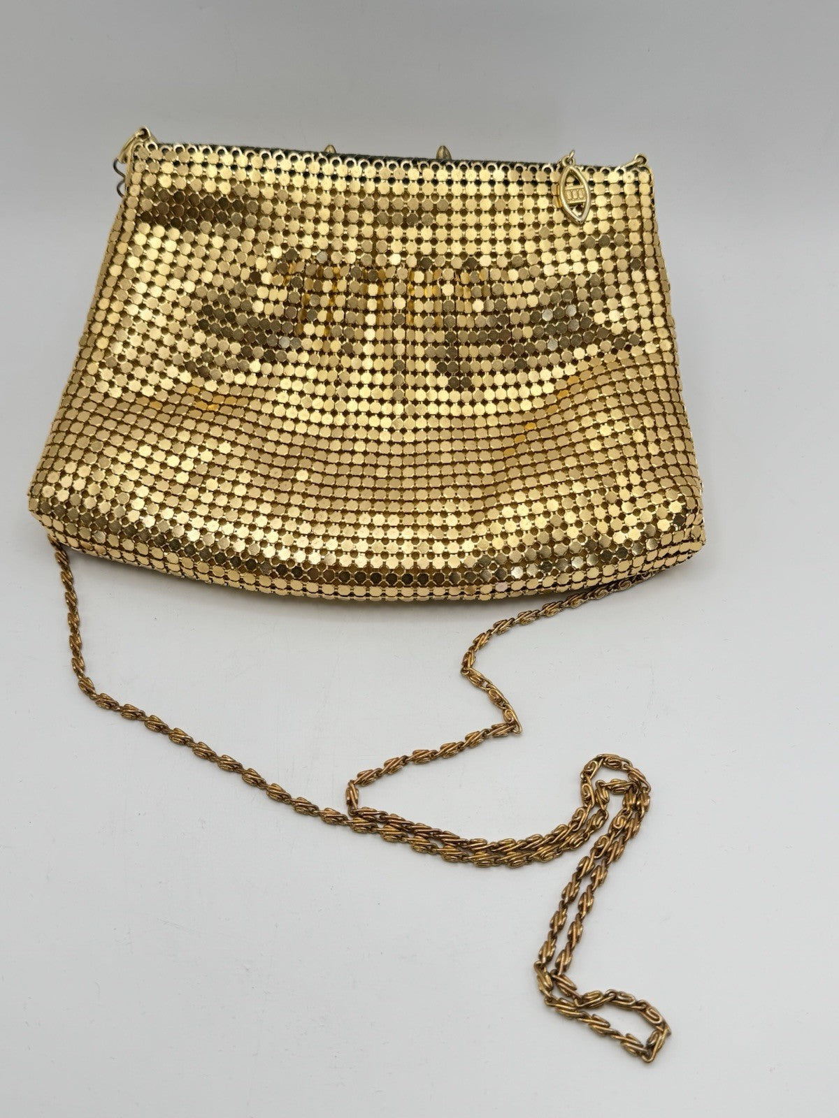 Vtg 80's Gold METAL MESH Evening Bag Chain Strap COCKTAIL Metallic Purse