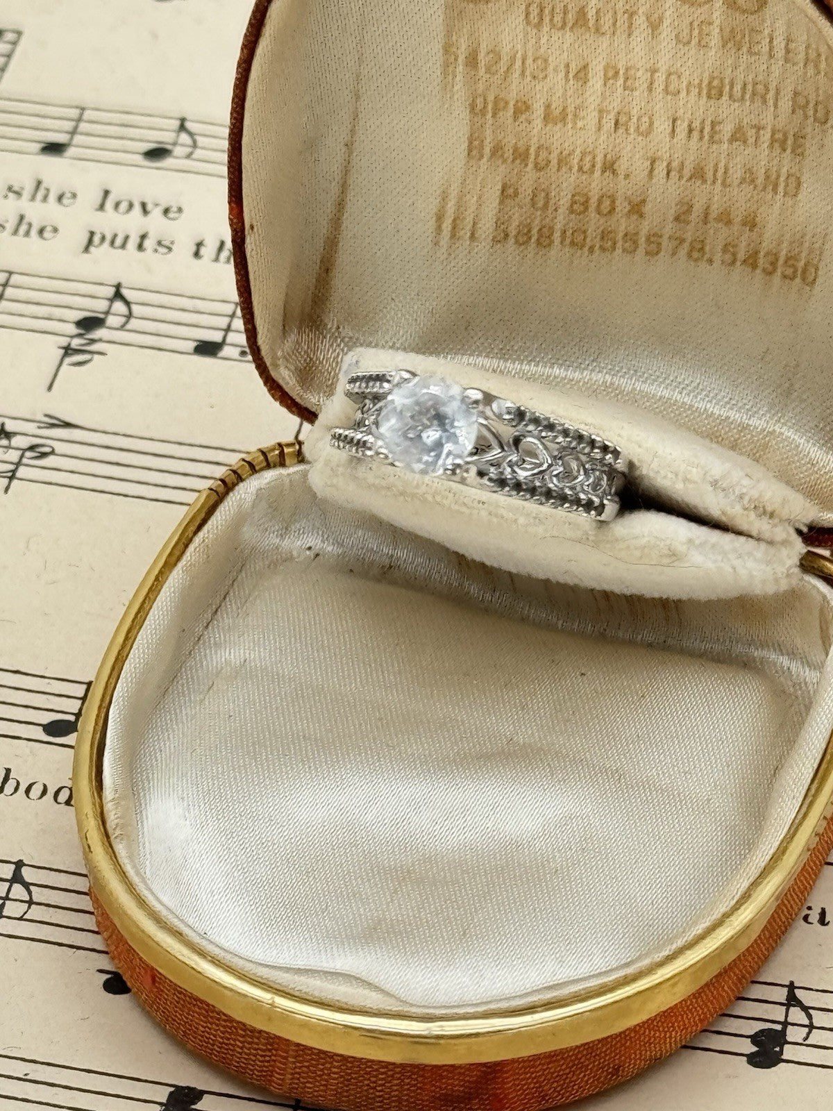 Sterling Silver 925 BGE CZ/Cubic Zirconia Love/Heart Engagement Ring Size 6.75