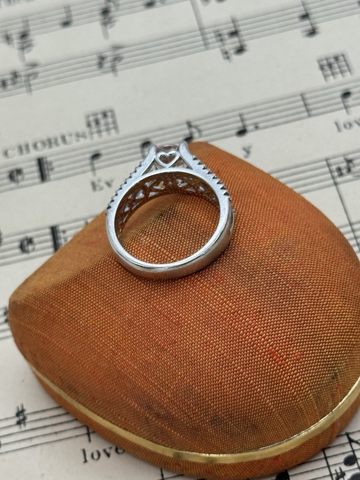Sterling Silver 925 BGE CZ/Cubic Zirconia Love/Heart Engagement Ring Size 6.75