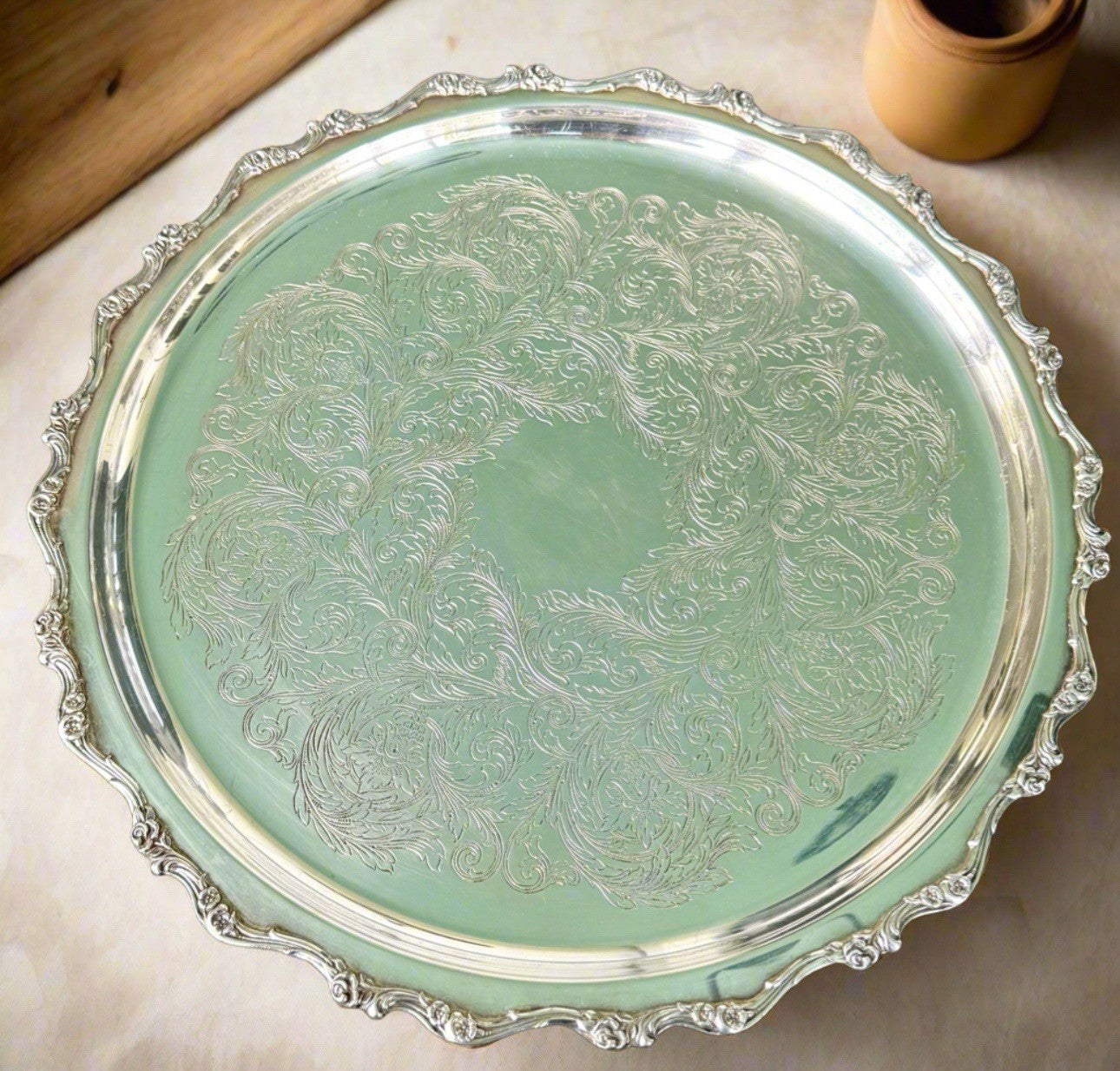 Vintage Silverplate Tray Webster Wilcox International Silver American Rose 18”