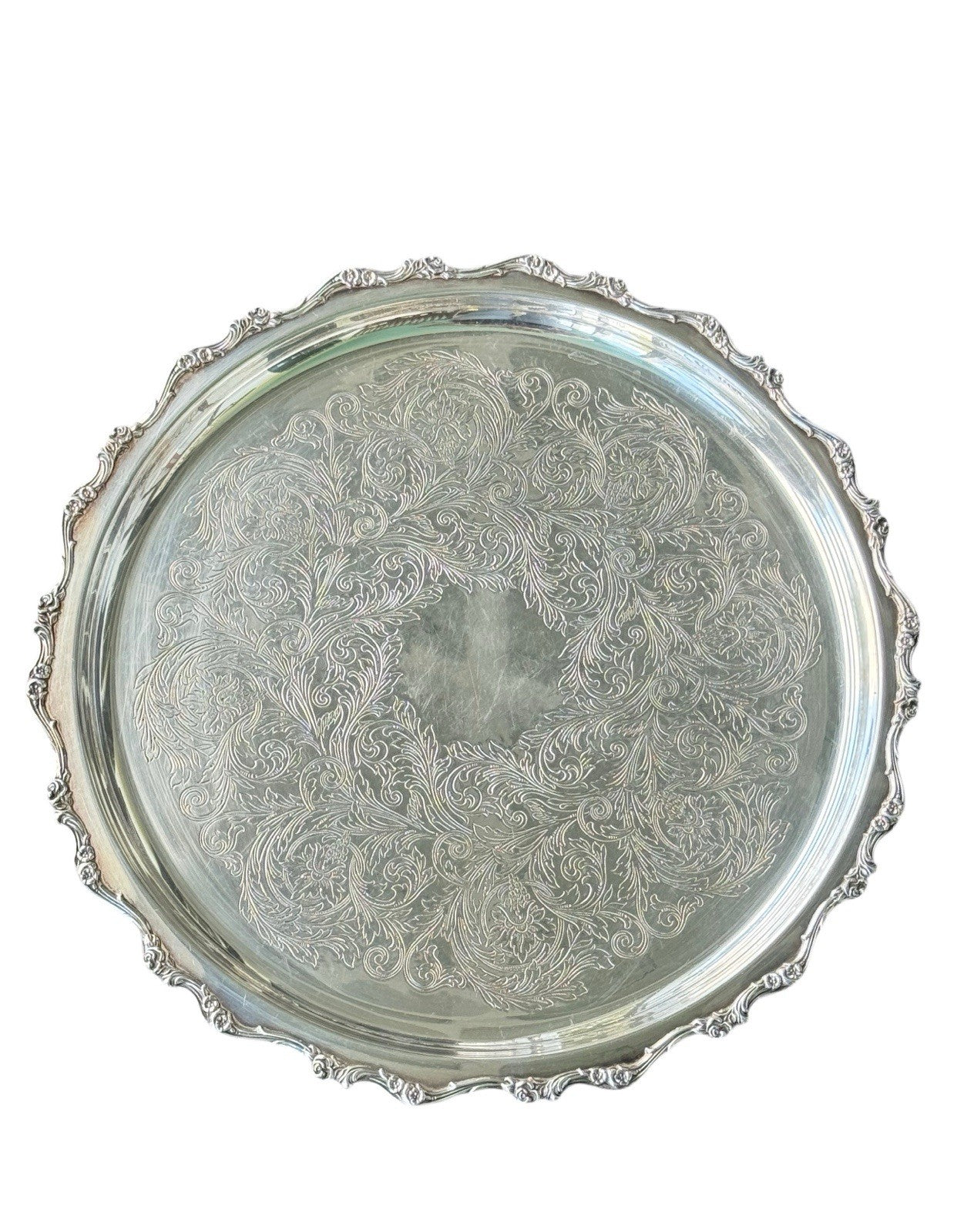 Vintage Silverplate Tray Webster Wilcox International Silver American Rose 18”