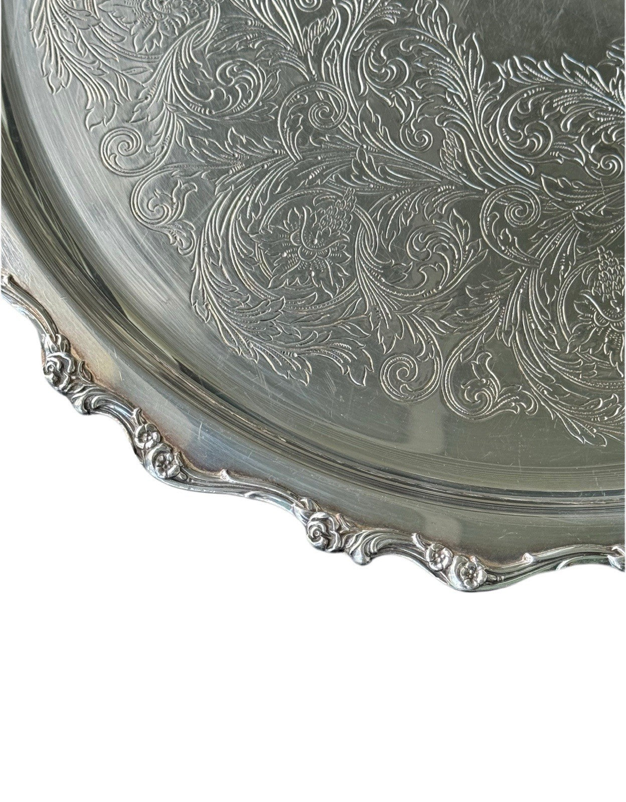 Vintage Silverplate Tray Webster Wilcox International Silver American Rose 18”