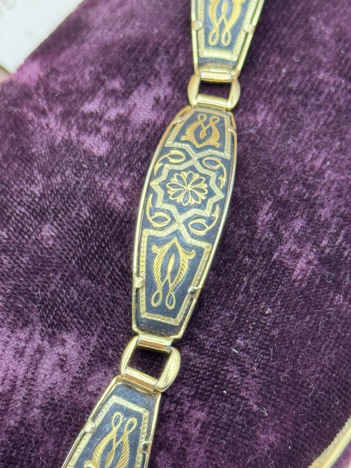 Vintage Damascene Bracelet Spanish Style 6.75”l ESTATE FIND