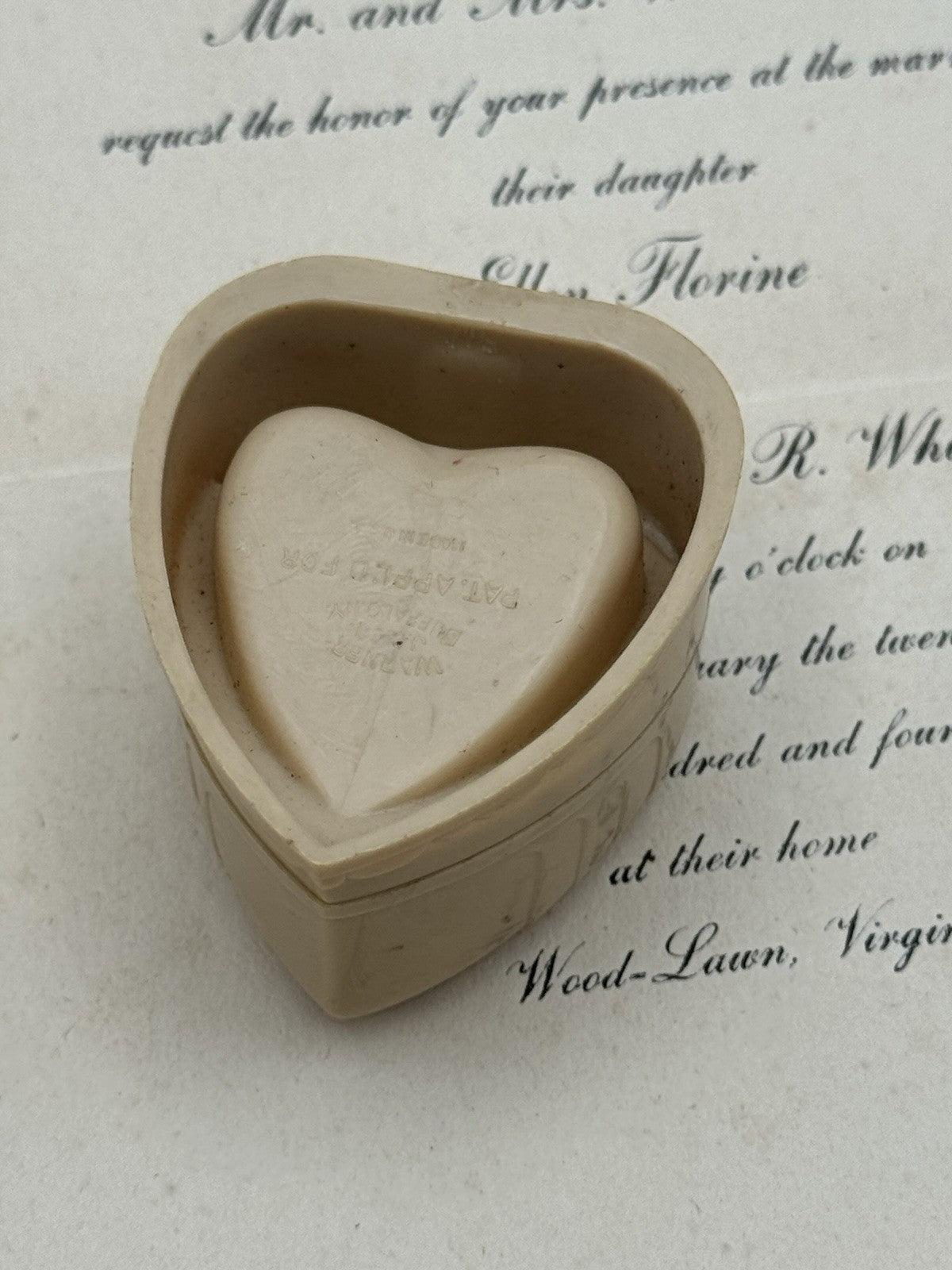 Vintage Heart Shaped Ring Box Velvet Interior Jewelry Presentation Case