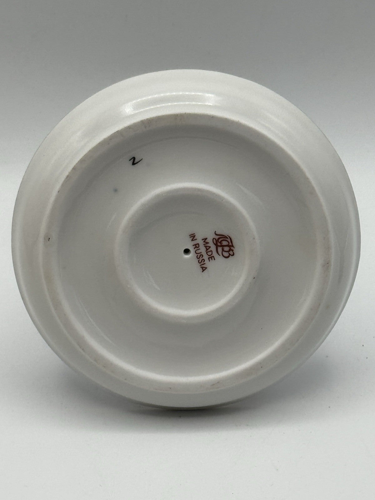 Vintage Russian Porcelain Candlestick Lomonosov Blue White Gold Trim 5”x 4.25”