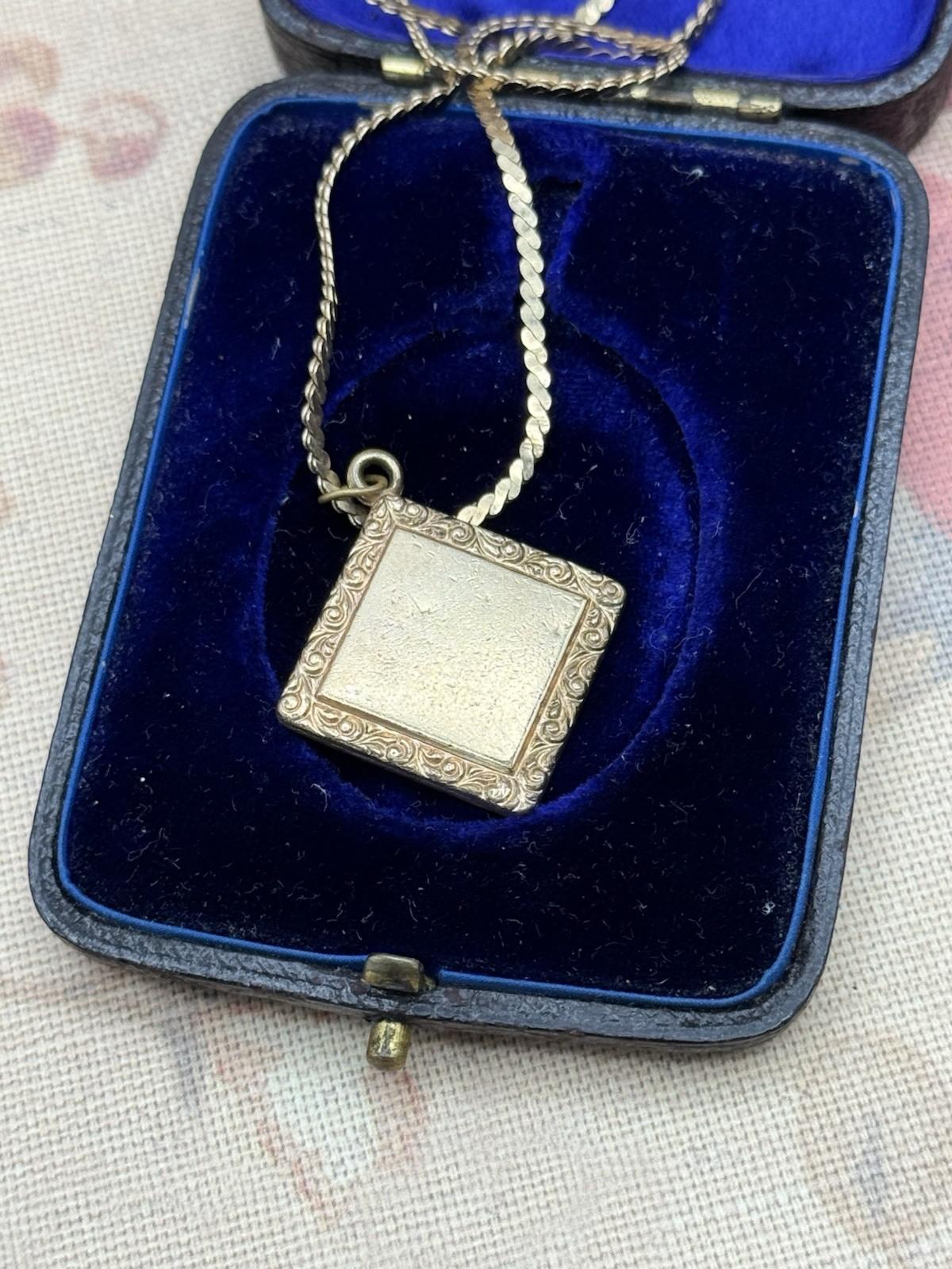 Antique Gold Filled Fob Pendant Necklace w/ Vintage Chain 23” C.1900s