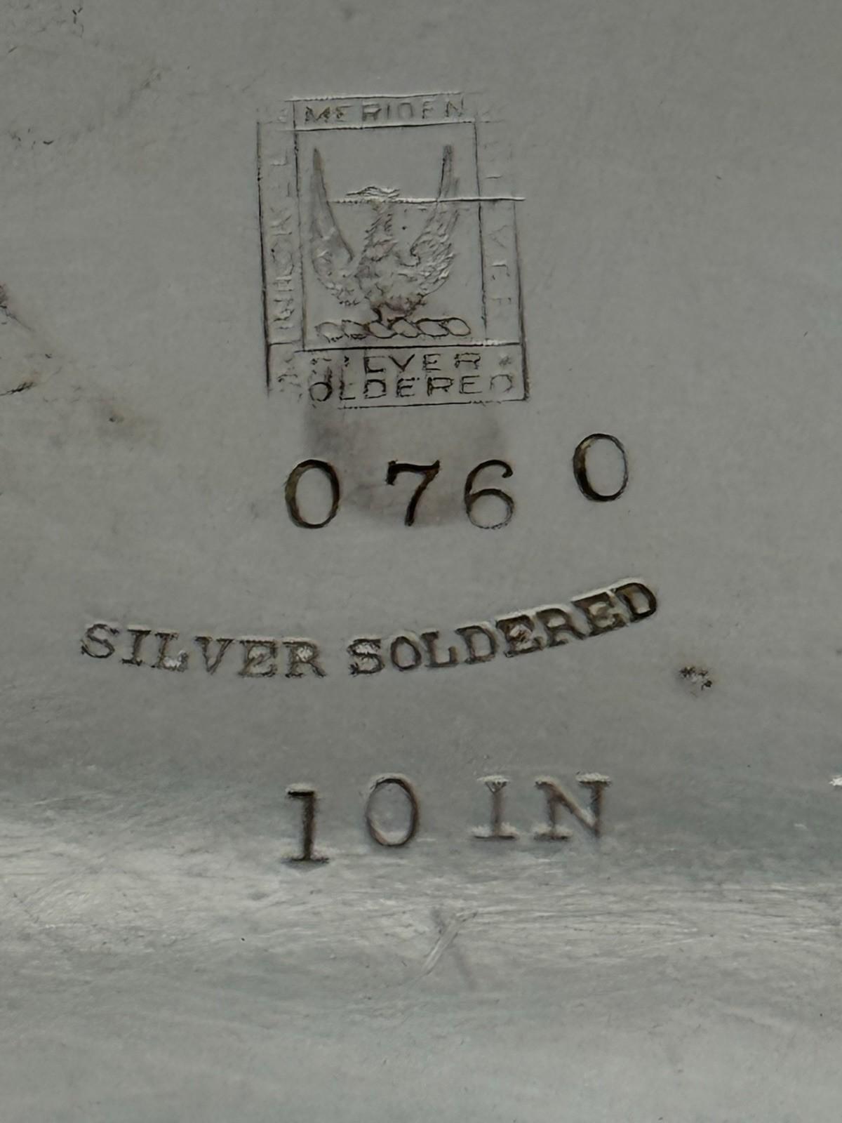 Antique Meriden Silver Soldered Covered Vegetable Dish 10” Eagle Mark