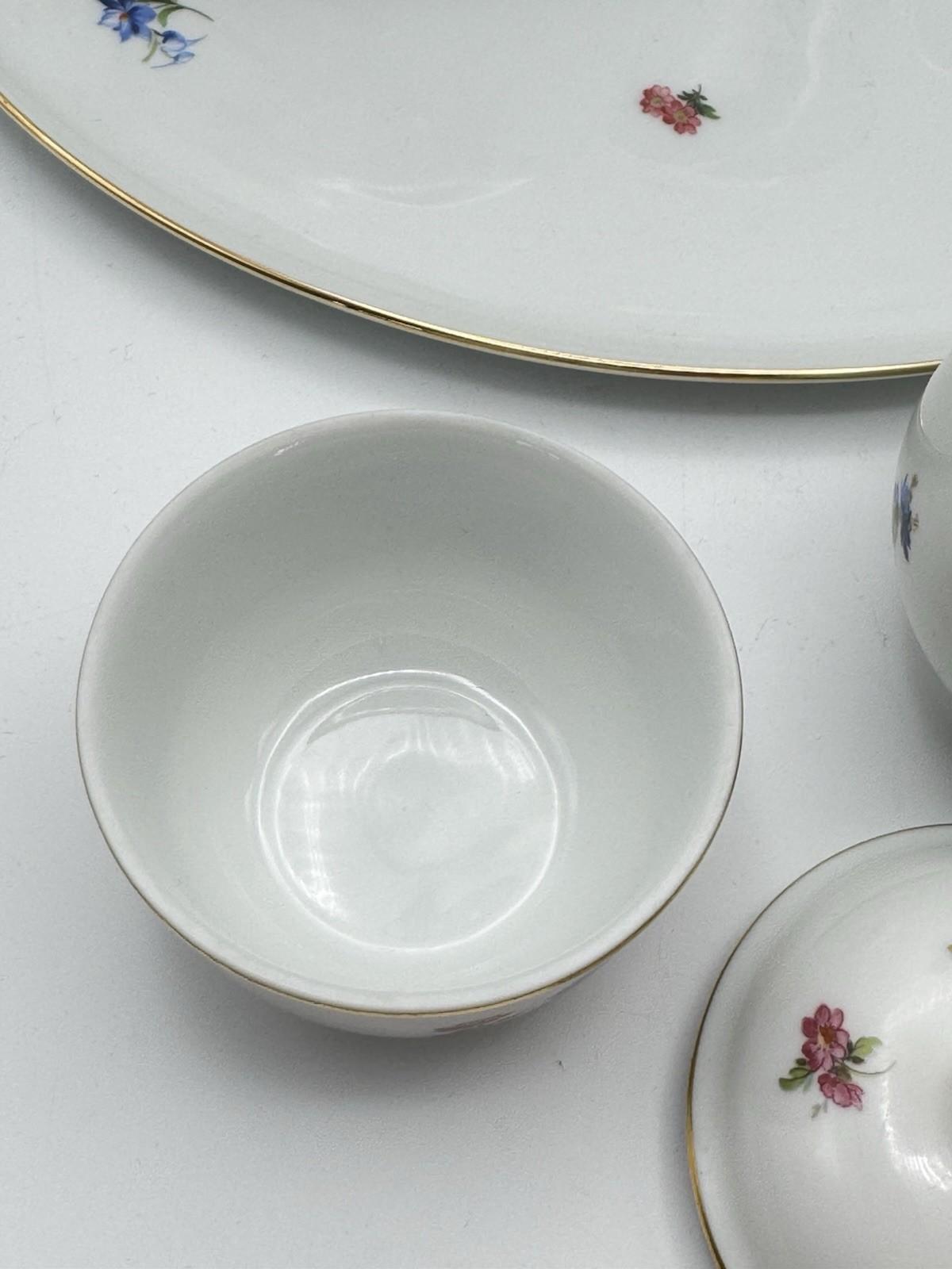 Fürstenberg Dresden Floral Porcelain 5 Piece Tea Coffee Set Tray Germany Vintage