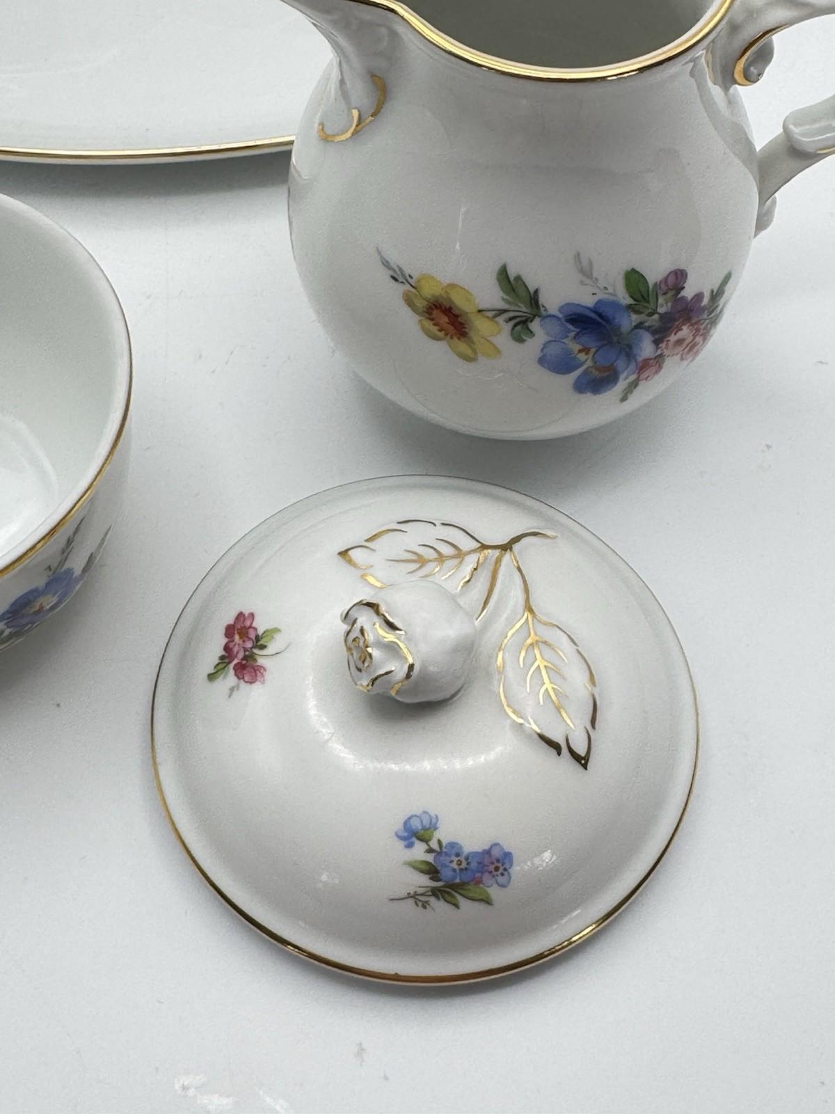 Fürstenberg Dresden Floral Porcelain 5 Piece Tea Coffee Set Tray Germany Vintage