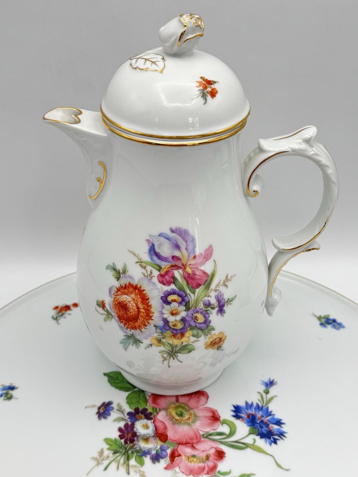 Fürstenberg Dresden Floral Porcelain 5 Piece Tea Coffee Set Tray Germany Vintage