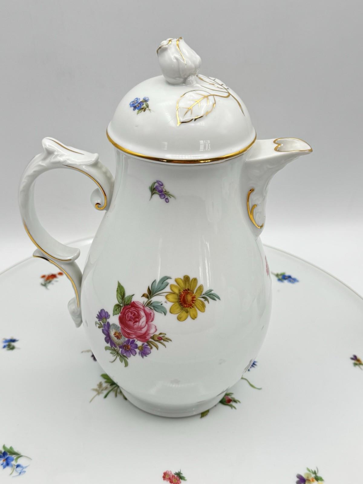 Fürstenberg Dresden Floral Porcelain 5 Piece Tea Coffee Set Tray Germany Vintage