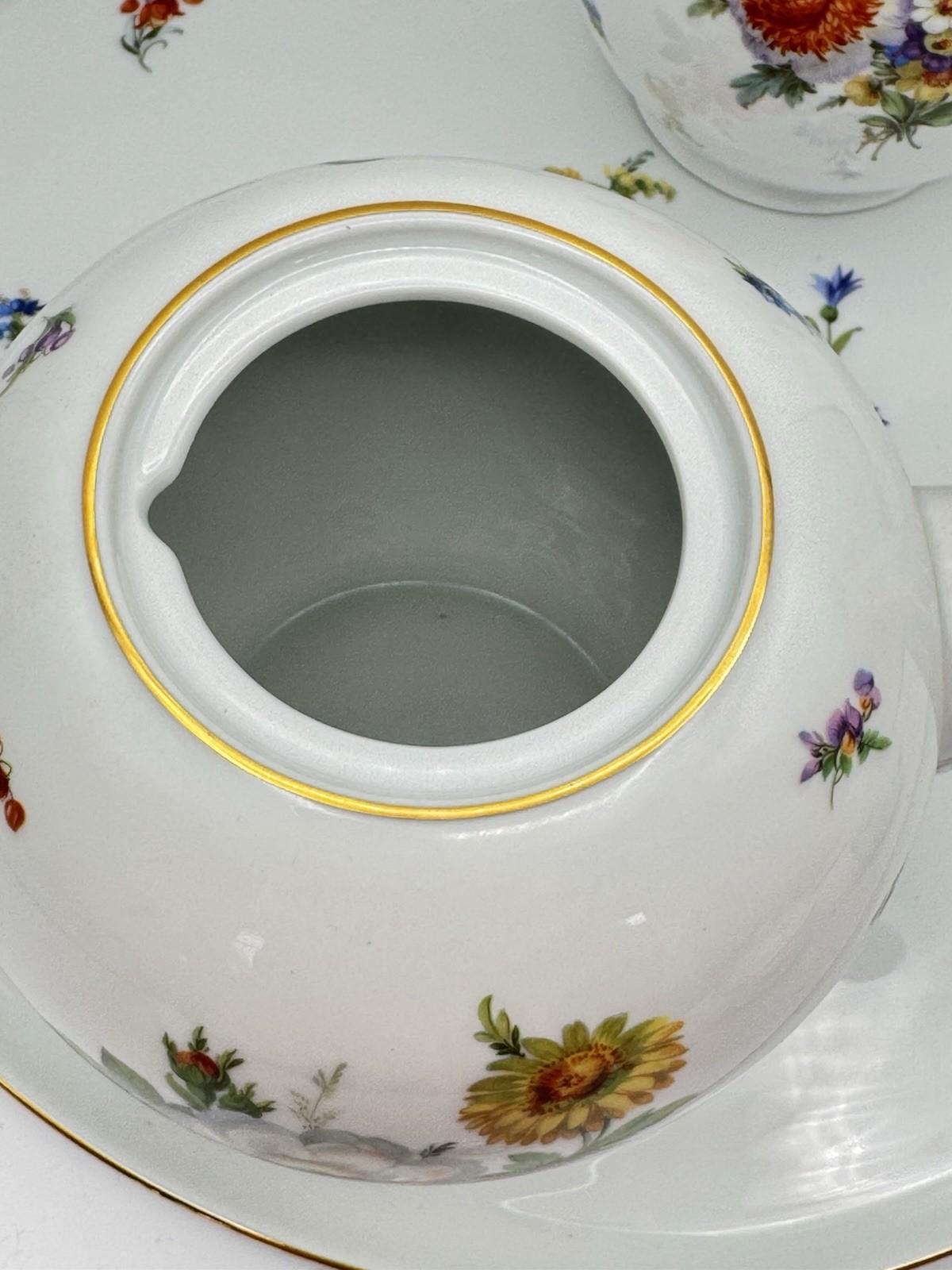 Fürstenberg Dresden Floral Porcelain 5 Piece Tea Coffee Set Tray Germany Vintage