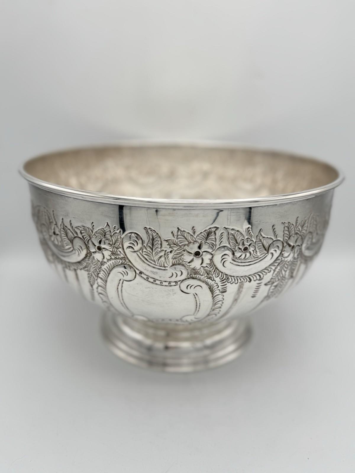Vintage IFS Sheffield Silver Plate Hand Chased Punchbowl – Made in England