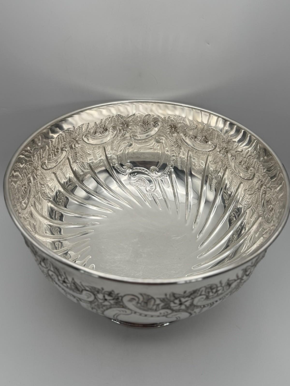Vintage IFS Sheffield Silver Plate Hand Chased Punchbowl – Made in England