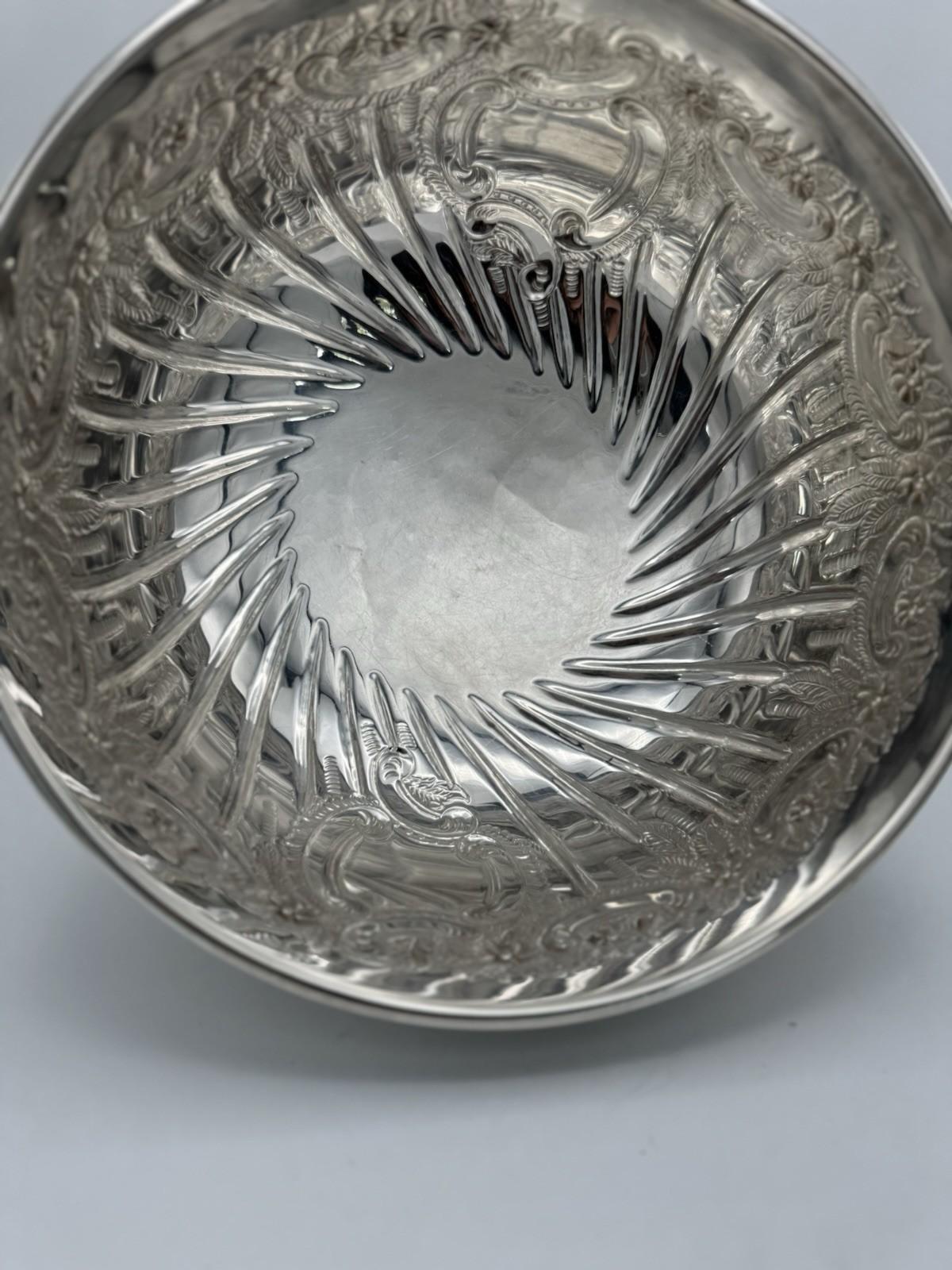 Vintage IFS Sheffield Silver Plate Hand Chased Punchbowl – Made in England